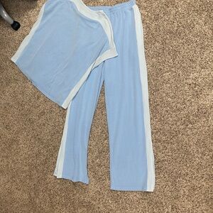 Blue and White Striped Lounge Set